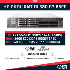 HP Proliant DL380 G7 8SFF + 2x L5640 (12Cores/24Threads) + 36GB RAM + 2.4TB