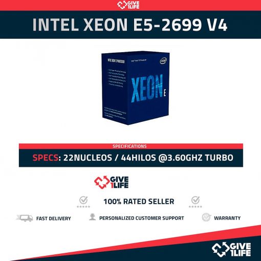 Intel Xeon E5-2699 V4 (22 Núcleos/44 Hilos) @3.60GHz Turbo Speed
ENVIO RAPIDO, FACTURA, VENDEDOR PROFESIONAL