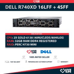 Dell PowerEdge R740XD 16LFF + 4SFF 2x Xeon Gold 6138 40 Núcleos 80 Hilos 32GB RAM PERC H730
