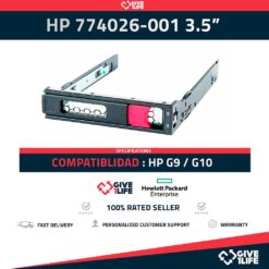 CADDY PARA HP G9/10 3.5″ NUEVO SAS/SATA +TORNILLOS PN:774026-001