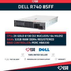 Dell PowerEdge R740 8SFF 2x Xeon Gold 6130 32 Núcleos 64 Hilos 32GB RAM PERC HBA330