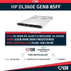 HP DL360E G8 8SFF 2XE5-2420 (12 NUCLEOS / 24 HILOS) + 32GB + P420+ 4x 600GB SAS