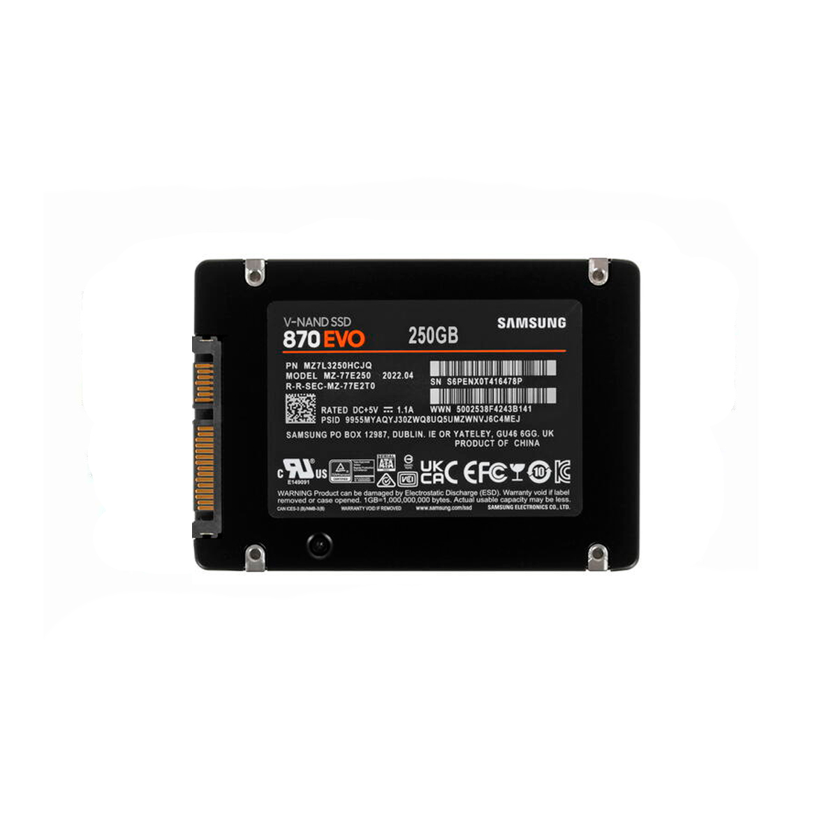 SAMSUNG 870 EVO MZ-77E250 SSD 250GB 2.5″ SATA 6GB/S - Imagen 2