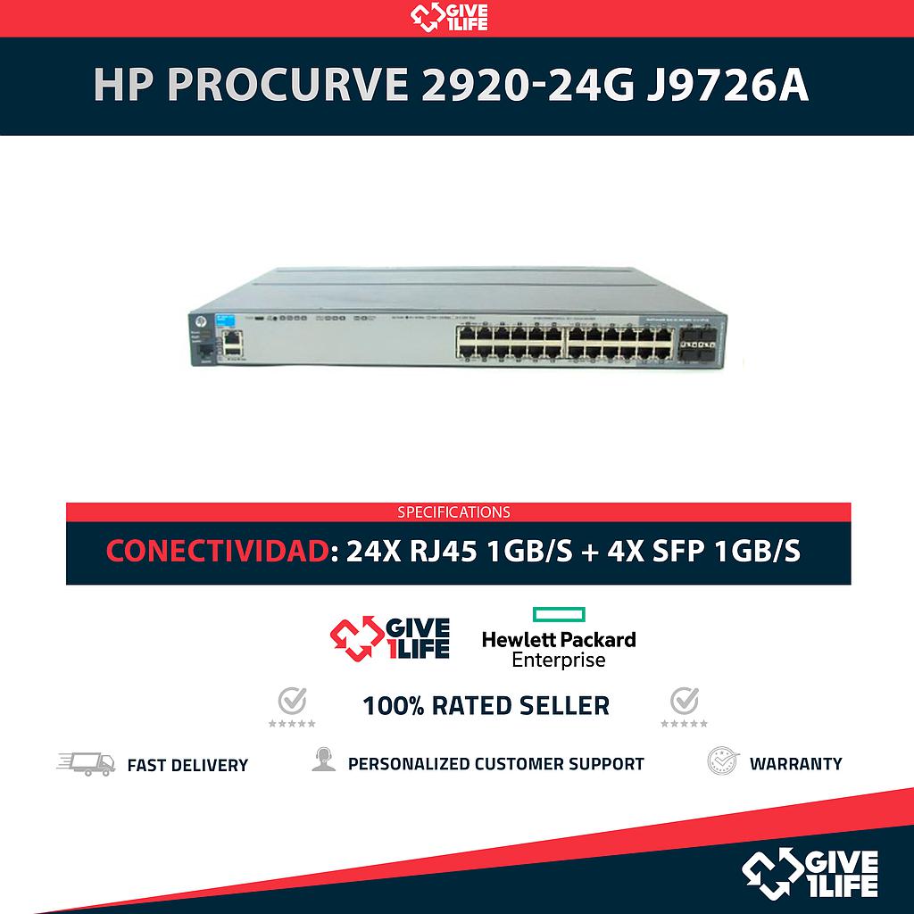 HP ProCurve Switch J9726A 2920-24G 24 Puertos RJ45 1GB/S + 4 Puertos SFP 1GB/S
