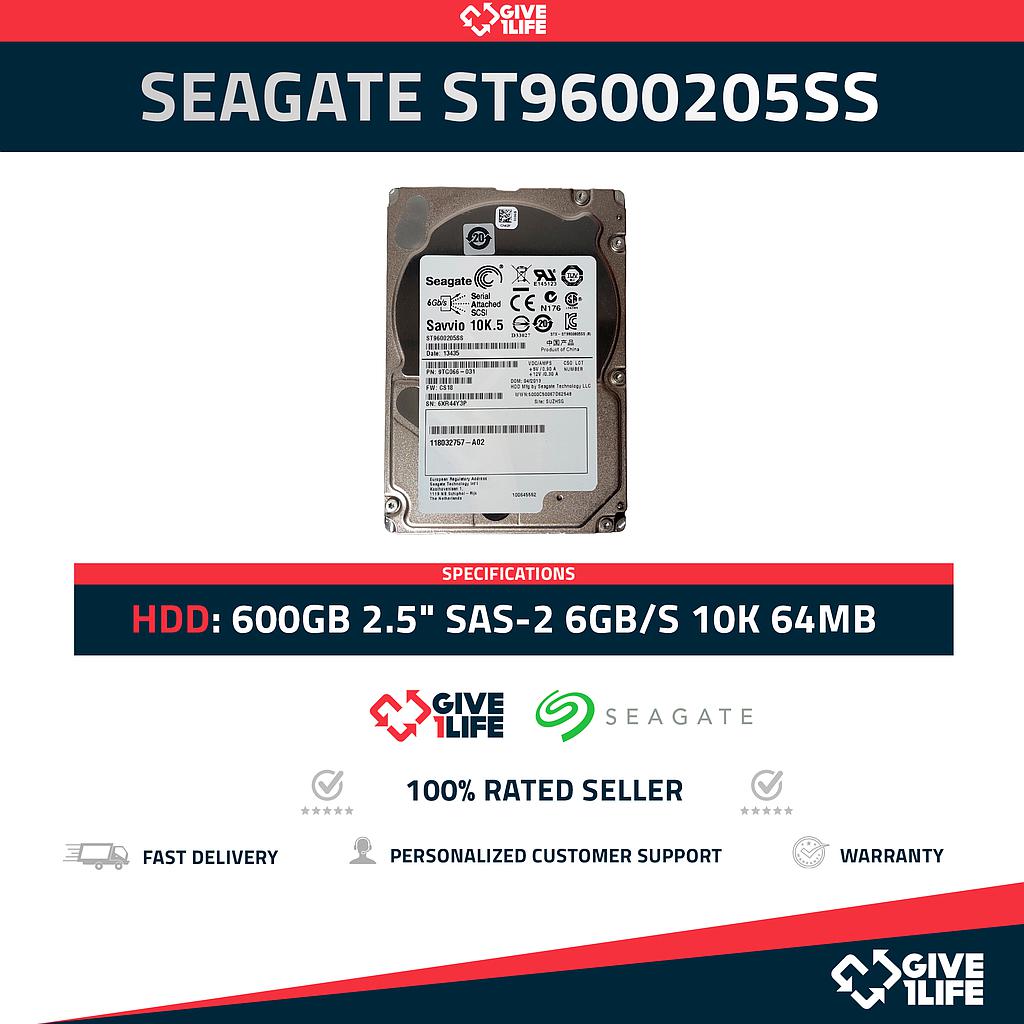 SEAGATE ST9600205SS 600GB HDD 2.5" SAS-2 6GB/S 10K 64MB