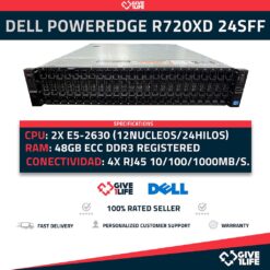 Servidor Rack DELL R720XD 24SFF 2xE5-2630 + 48GB RAM + H710 + 4x1GB LAN