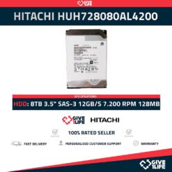 HITACHI HUH728080AL4200 8TB Formato Avanzado 4KN HDD 3.5" SAS-3 12GB/S 7.200 RPM 128MB CACHÉ 4KN