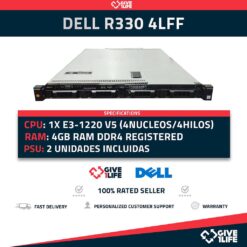 Dell PowerEdge R330 4LFF 1x E3-1220 V5 (4 Núcleos 4 Hilos) 4GB RAM DDR4 PERC H730 2 PSU