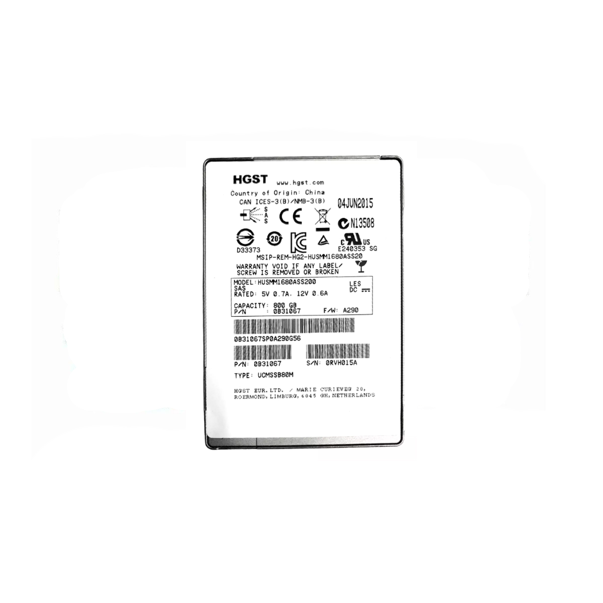 HITACHI HUSMM1680ASS200 SSD 800GB SAS-2 6GB/s - Imagen 2