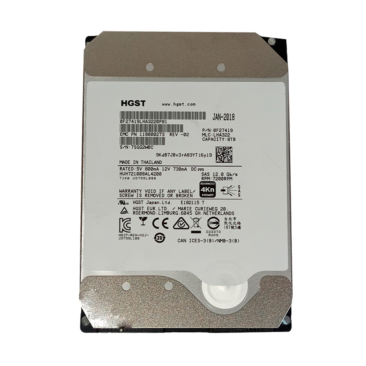 HITACHI HUH721008AL4200 8TB HDD 3.5" SAS-3 12GB/S 7.200 RPM 256MB CACHÉ 4KN - Imagen 2
