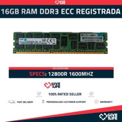 16GB RAM DDR3 2RX4 PC3L 12800R ECC REGISTRADA - ESPECIAL PARA SERVIDORES