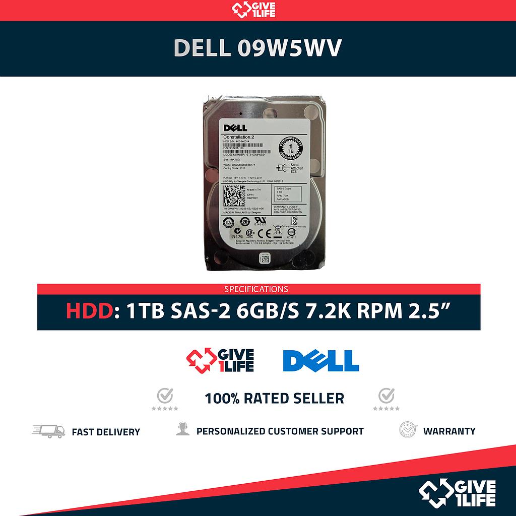 DELL 09W5WV 1TB HDD 2.5" SAS-2 6GB/S 7.2K 64MB