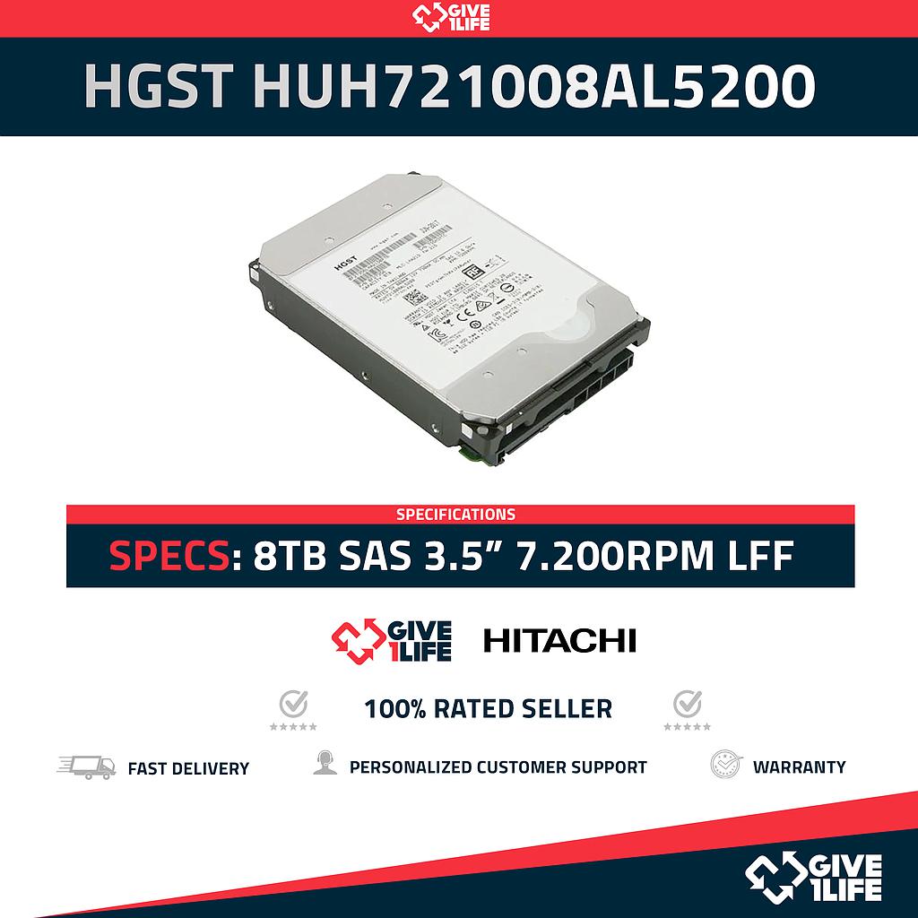 HGST 8TB 3.5" HUH721008AL5200 7.200RPM SAS-3 12GB/s 256MB Caché