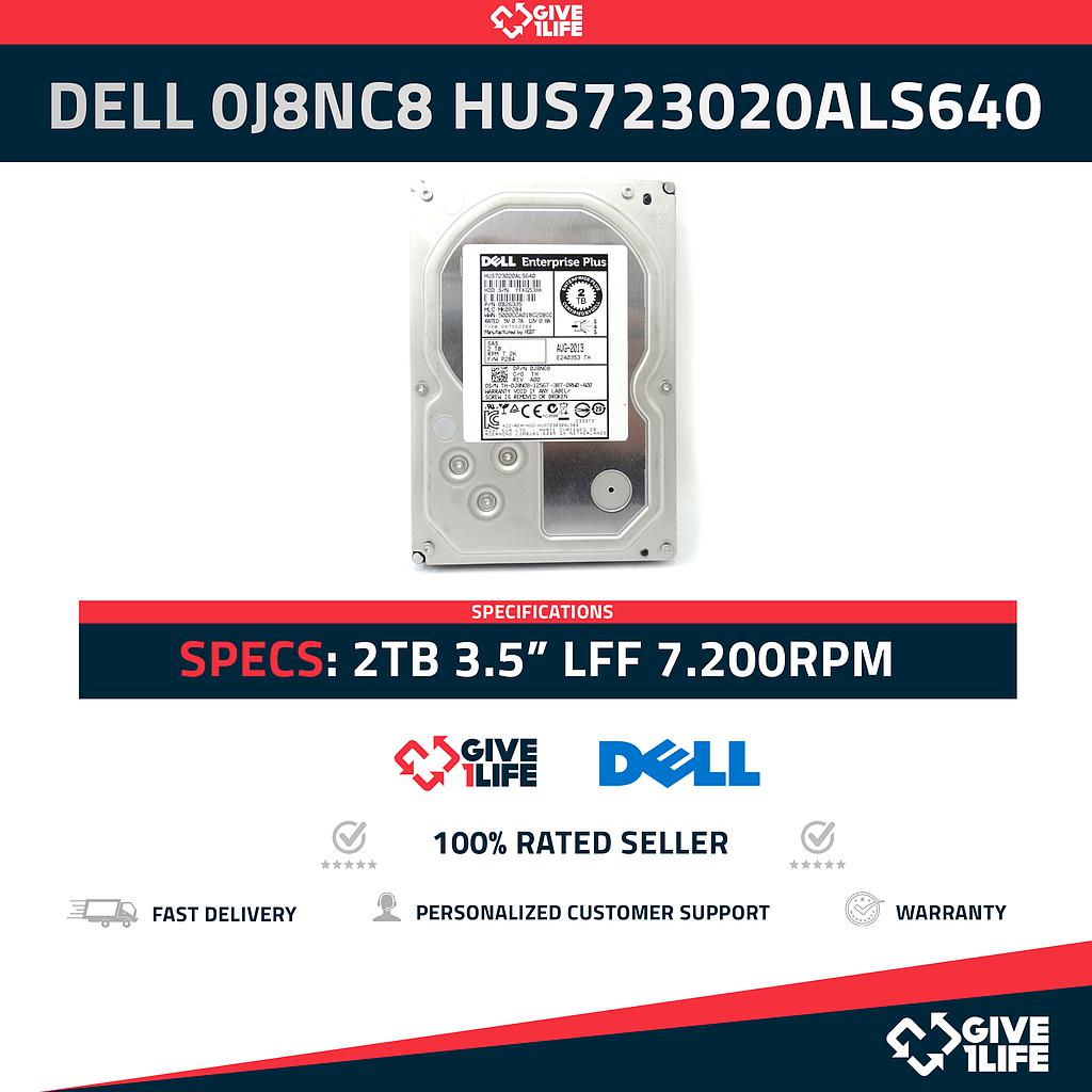 Dell 0J8NC8 HUS723020ALS640 2TB 3.5" LFF 7.200RPM