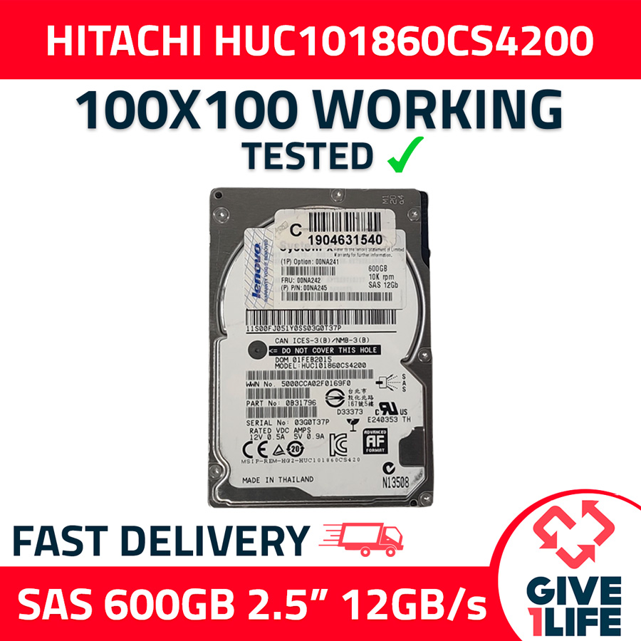HITACHI HUC101860CS4200 600GB HDD 2.5" SAS-3 12GB/S 10K 128MB CACHE - SERVIDOR