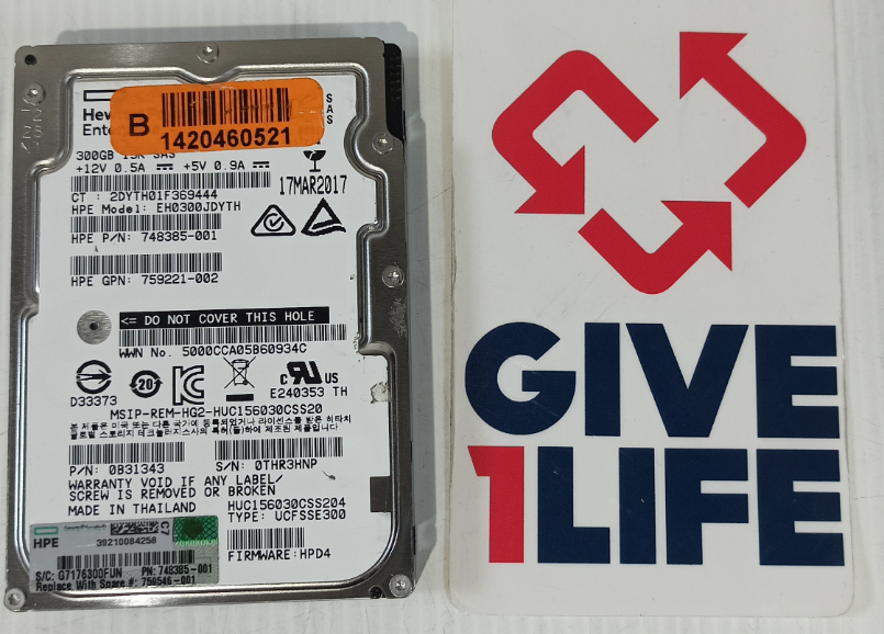 HPE HUC156030CSS204 300GB HDD 2.5" SAS-3 12GB/S 15K 128MB - 748385-001 - Imagen 3