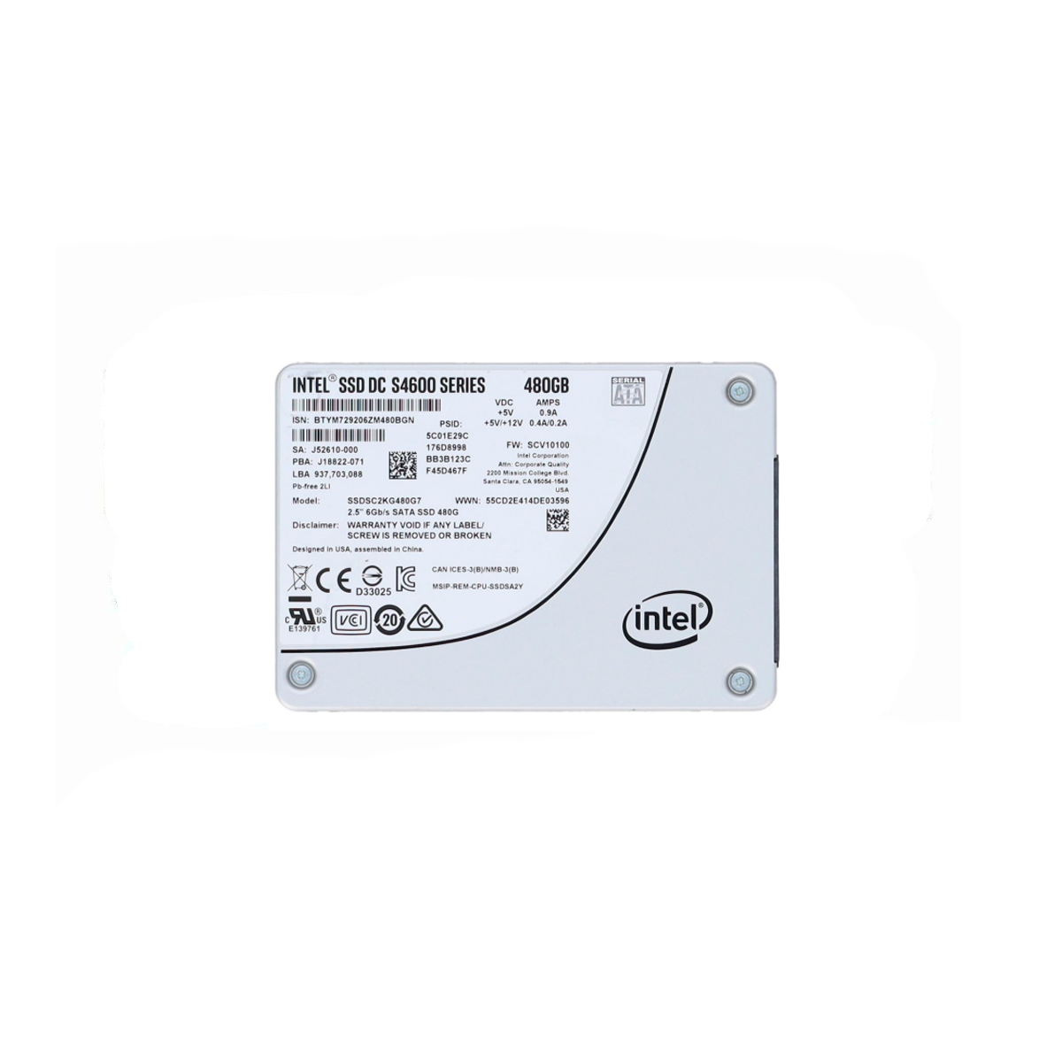INTEL S4600 SERIES SSDSC2KG480G7 SSD 480GB SATA 6GB/s - Imagen 2