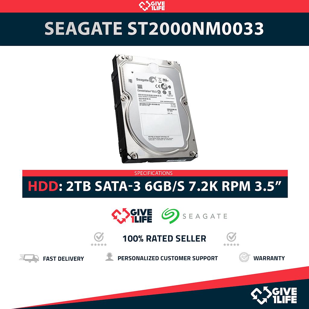 SEAGATE ST2000NM0033 2TB HDD 3.5" SATA-3 6GB/S 7.2K RPM 128MB CACHÉ