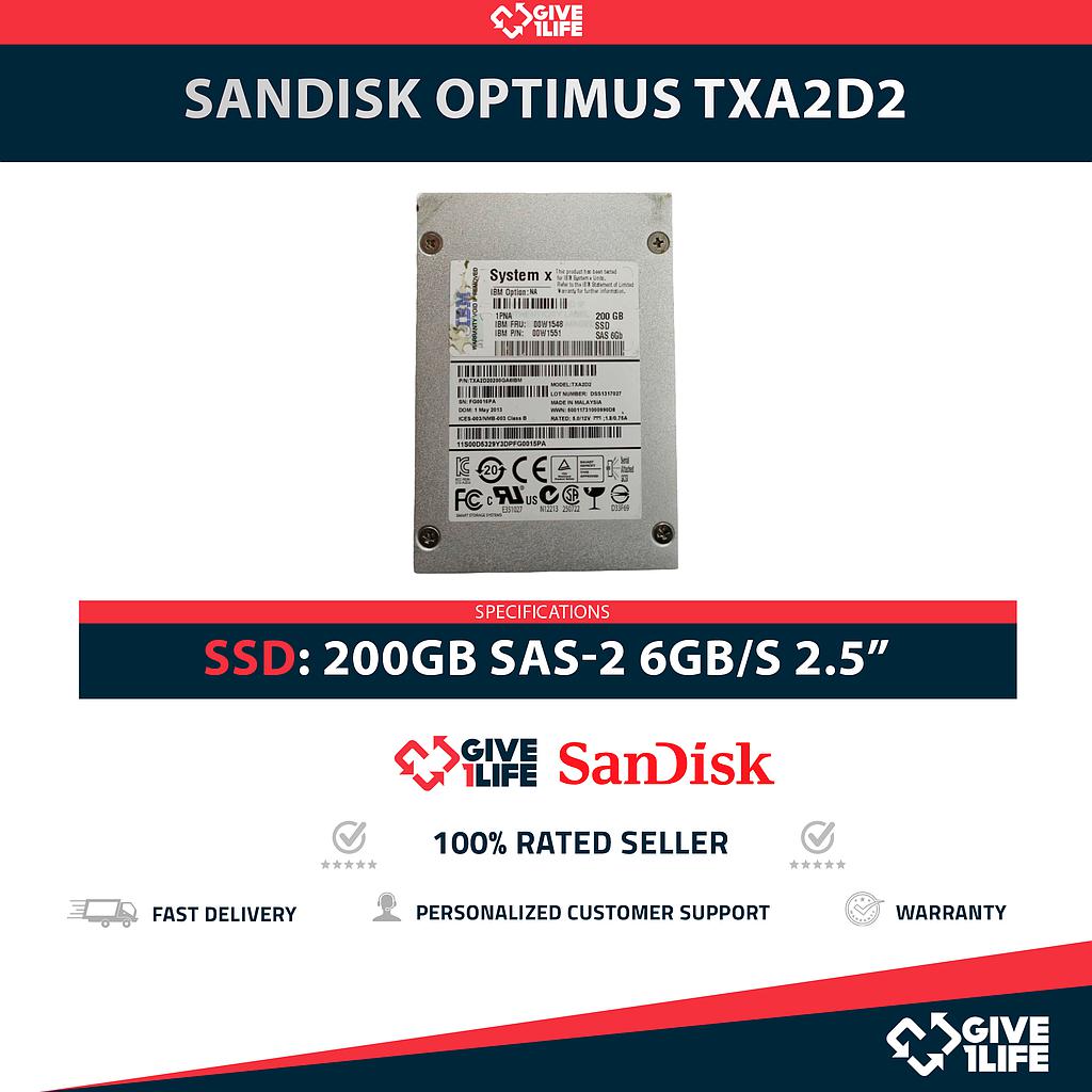 SANDISK OPTIMUS TXA2D2 SSD 200GB 2.5" SAS-2 6GB/S