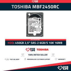 TOSHIBA MBF2450RC 450GB HDD 2,5" SAS-2 6GB/S 10K 16MB - SERVIDOR DELL / HP / IBM