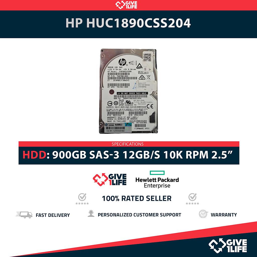 HP HUC1890CSS204 900GB HDD 2.5" SAS-3 12GB/S 10K RPM 128MB