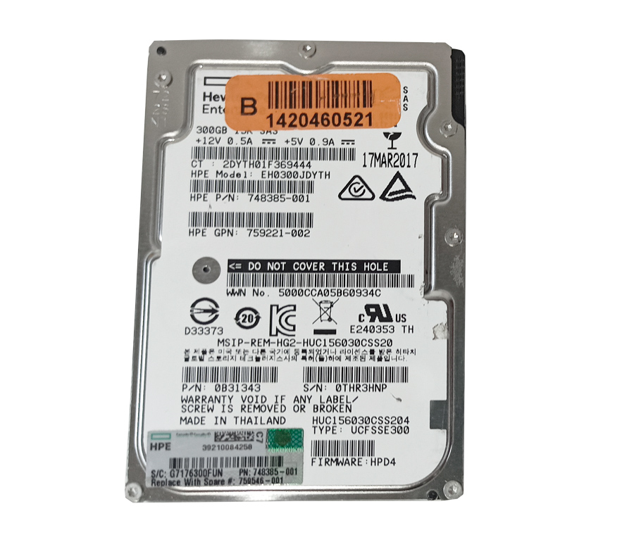 HPE HUC156030CSS204 300GB HDD 2.5" SAS-3 12GB/S 15K 128MB - 748385-001 - Imagen 2