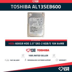 TOSHIBA AL13SEB600 600GB HDD 2.5" SAS-2 6GB/S 10K 64MB