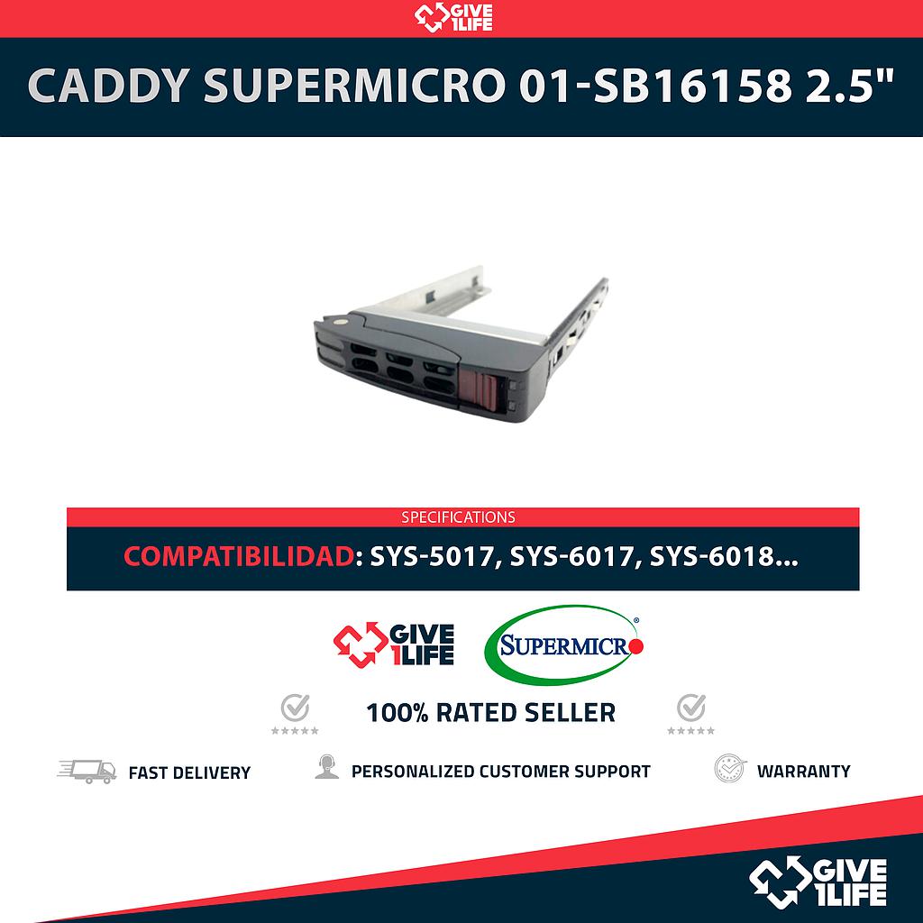 CADDY SUPERMICRO 01-SB16158 2.5" SFF COMPATIBLE CON SYS-5017, SYS-6017, SYS-6018, SYS-6019, SYS-6027, SYS-6028, SYS-6029, SYS-8030, SYS-8049 + TORNILLOS