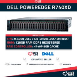 Servidor Rack DELL PowerEdge R740XD 24 SFF "8 NVME" 2x Gold 6138 + 128GB DDR4+ H740P