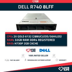 Servidor Rack DELL PowerEdge R740 8LFF + 2x Gold 6132 + 32GB DDR4+ H730P