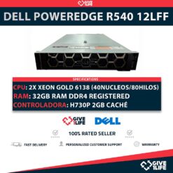 Dell PowerEdge R540 12LFF 2x Xeon Gold 6138 40 Núcleos 80 Hilos 32GB RAM DDR4 H730P 2GB CACHÉ