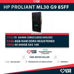 HP Proliant ML30 G9 8SFF 1x G4400 + 8GB RAM DDR4+ P440AR + 2PSU + 4X 600GB HDD