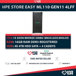 *NUEVO CON CAJA* HPE StoreEasy ML110 Gen11 4LFF 1x 3408U + 16GB RAM DDR5 + Intel VROC SATA/NVMe integrado + 1PSU 500W + 4X 4TB HDD SATA + 4X CADDYS