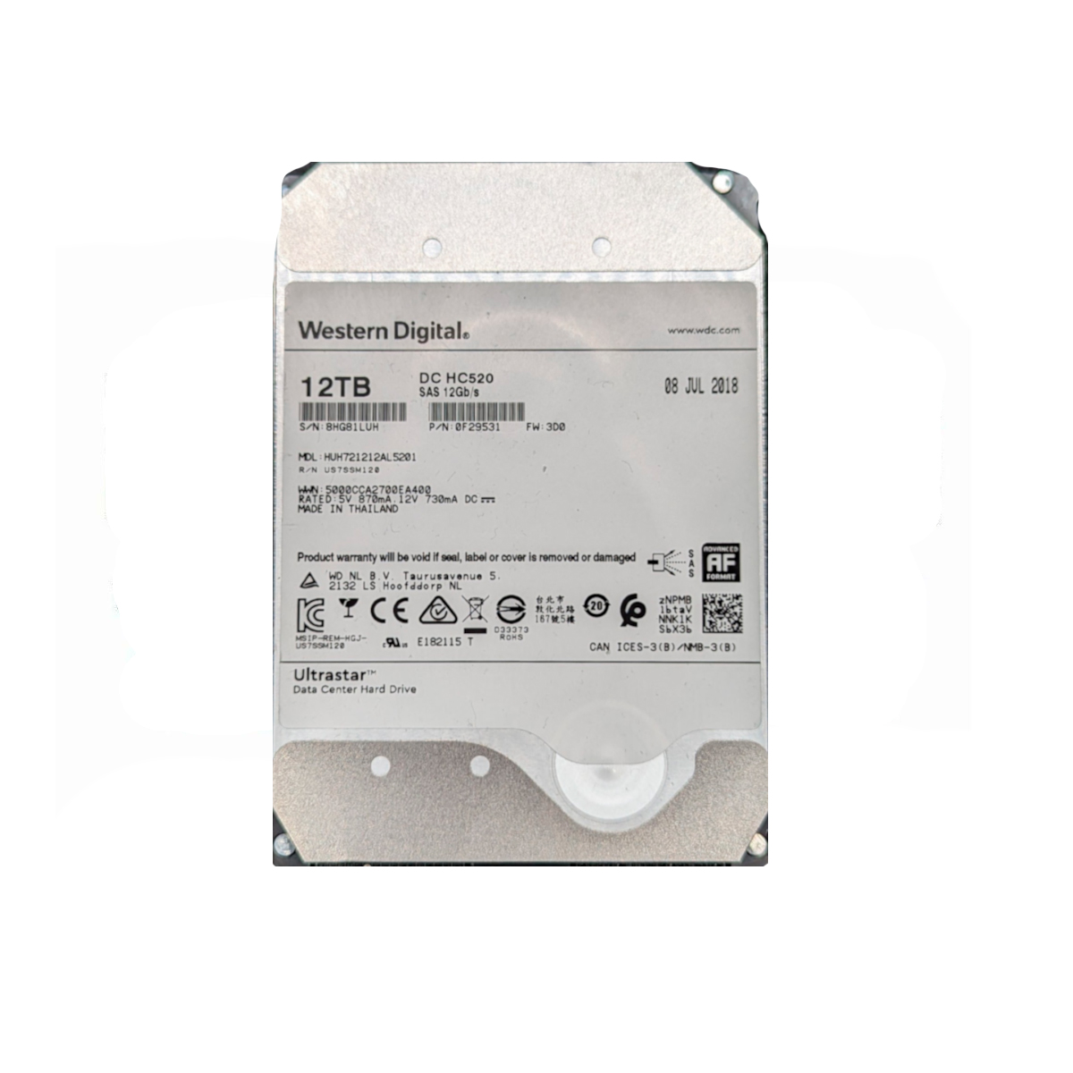 Western Digital 12TB SAS 12GB/s HUH721212AL5201 7.200RPM 3.5" LFF 0F29531 - Imagen 2