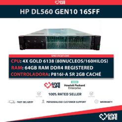 Servidor Rack HP DL560 Gen10 16SFF 4x GOLD 6138 + 64GB DDR4 + P816i-a SR + 533 FLR-T + 2 PSU