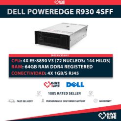 Servidor Rack DELL R930 4SFF 4x E7-8890 V3 + 64GB DDR4+ H730P