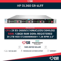 SERVIDOR RACK HP DL360 G9 4LFF E5-2650LV3+64GB DDR4+4X3TB +4 CADDY +P440AR +2PSU