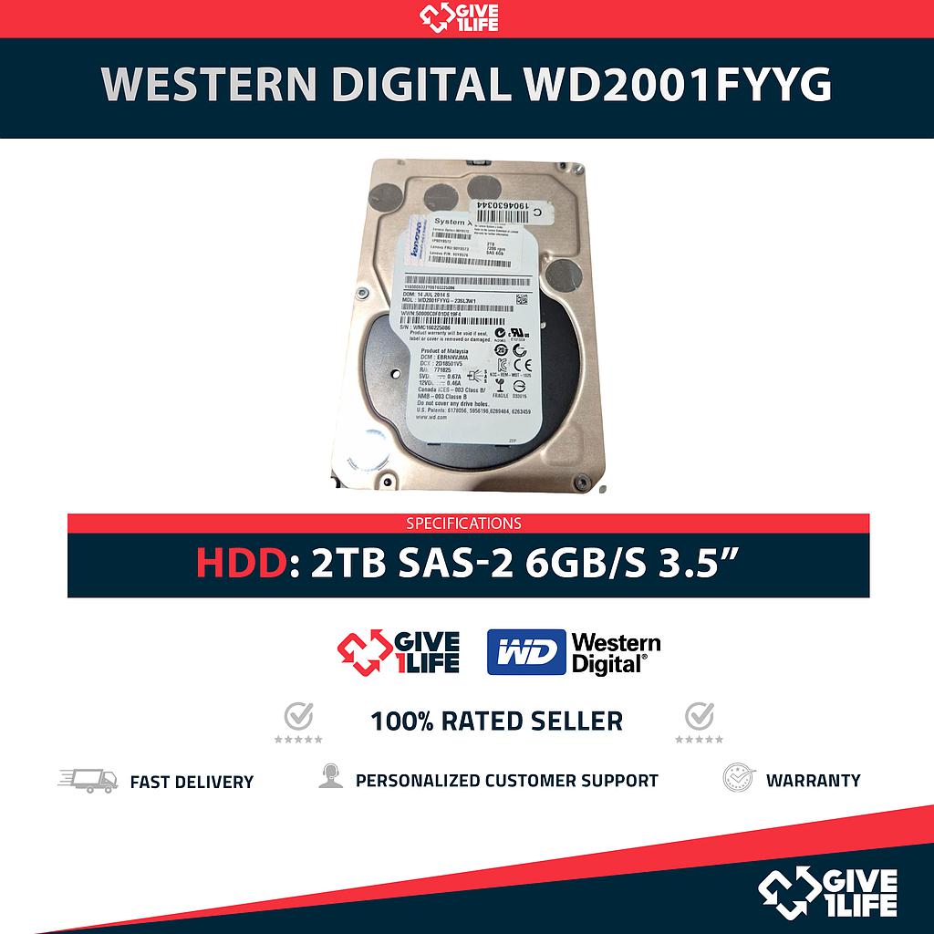 WESTERN DIGITAL WD2001FYYG 2TB HDD 3.5" SAS-2 6GB/S 7.2K 32MB