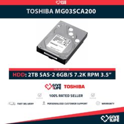 TOSHIBA MG03SCA200 2TB HDD 3.5" SAS-2 6GB/S 7.2K 64MB