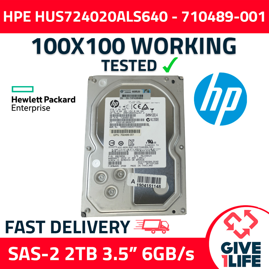 HPE HUS724020ALS640 2TB HDD SAS-2 3.5" 6GB/S 7.2K - 710489-001