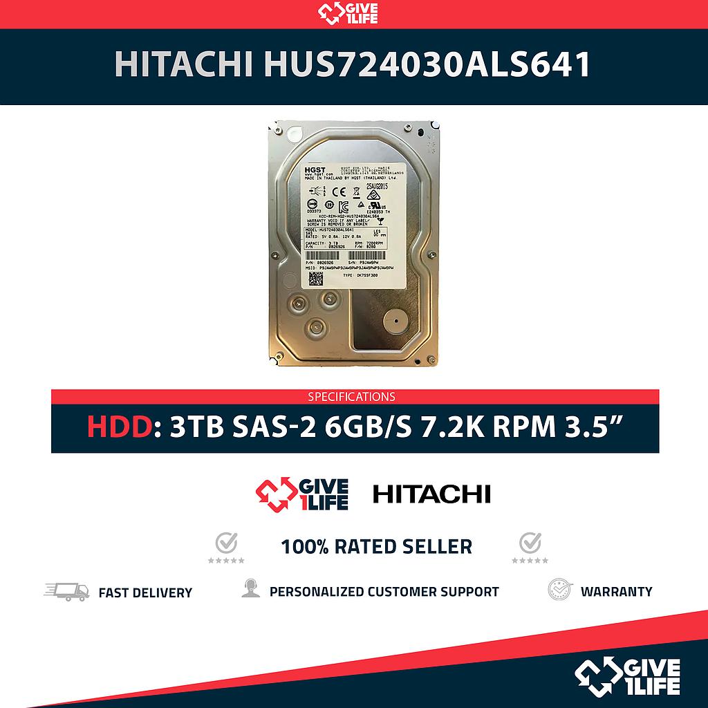 HITACHI HUS724030ALS641 3TB HDD 3.5" SAS-2 6GB/S 7.2K RPM 64MB