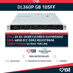 DL360P G8 10SFF 2X E5-2630(12CORES/24THREADS) + 48GB DDR3 + P420i + 2PSU