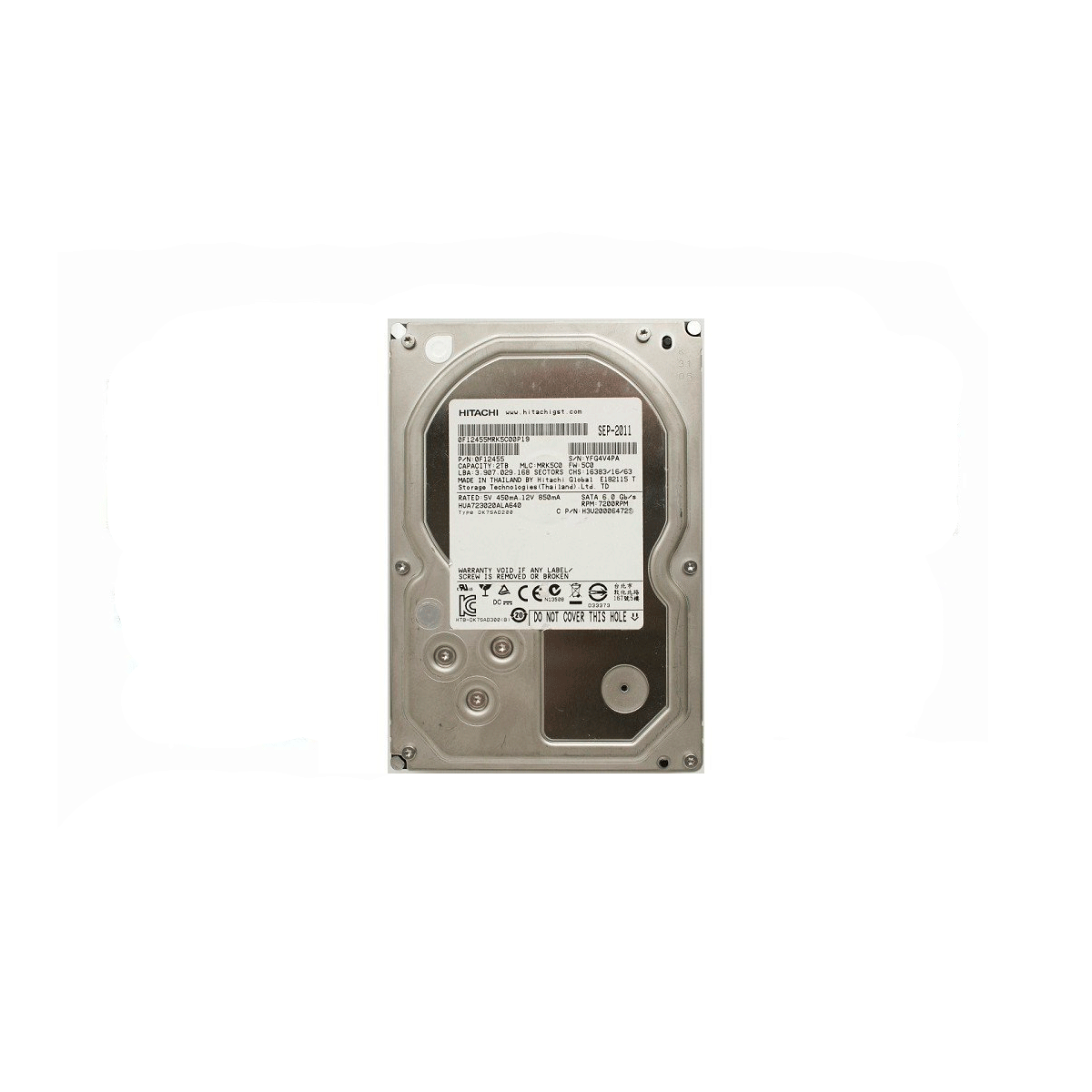 HITACHI HUA723020ALA640 2TB HDD 3.5" SATA 6GB/S 7.2K 64MB - Imagen 2