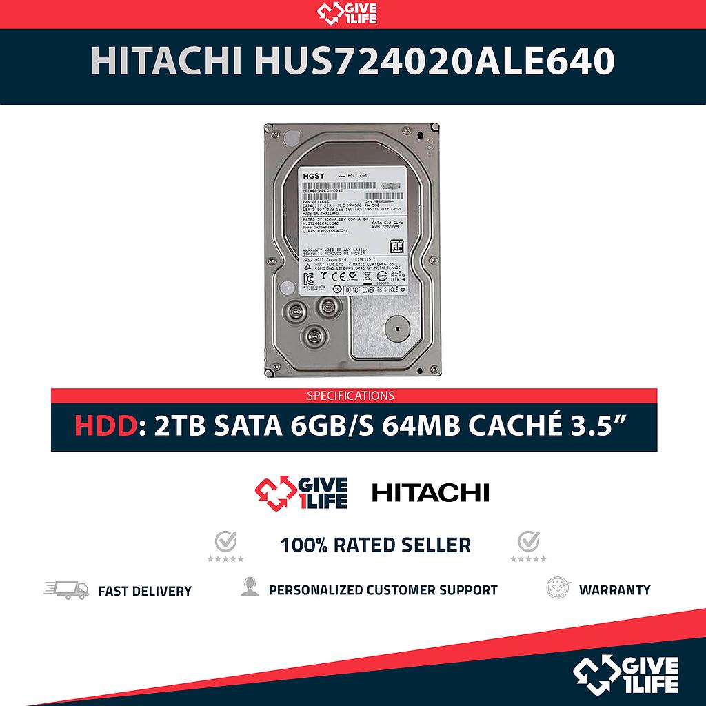HITACHI HUS724020ALE640 2TB HDD 3.5" SATA 6GB/S 7.2K 64MB