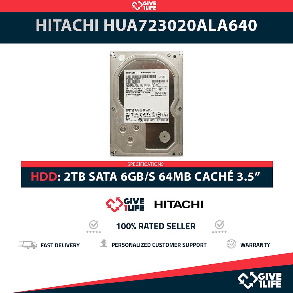 HITACHI HUA723020ALA640 2TB HDD 3.5" SATA 6GB/S 7.2K 64MB