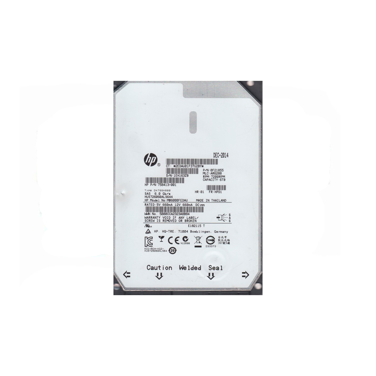 HP HUS726060ALS644 6TB HDD 3.5" SAS-2 6GB/S 7.2K RPM 64MB CACHÉ - Imagen 2