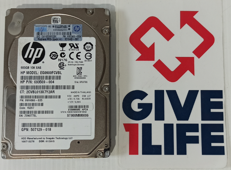 HPE ST900MM0006 900GB HDD 2.5" SAS-2 6GB/S 10K 64MB - 693569-004 / 9WH066-035 - Imagen 3