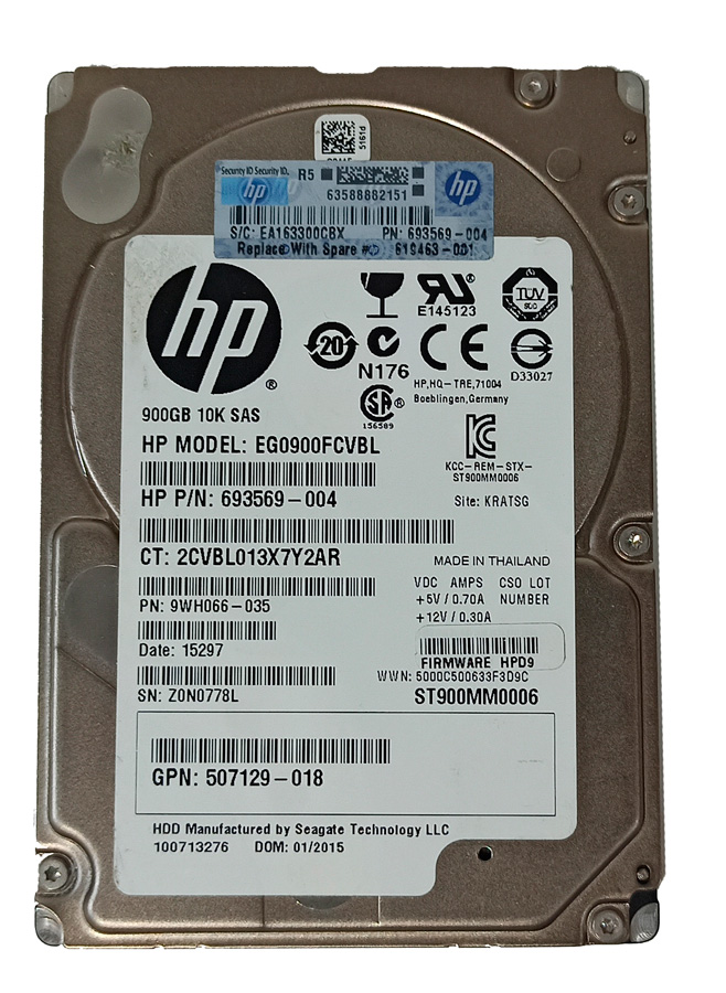 HPE ST900MM0006 900GB HDD 2.5" SAS-2 6GB/S 10K 64MB - 693569-004 / 9WH066-035 - Imagen 2