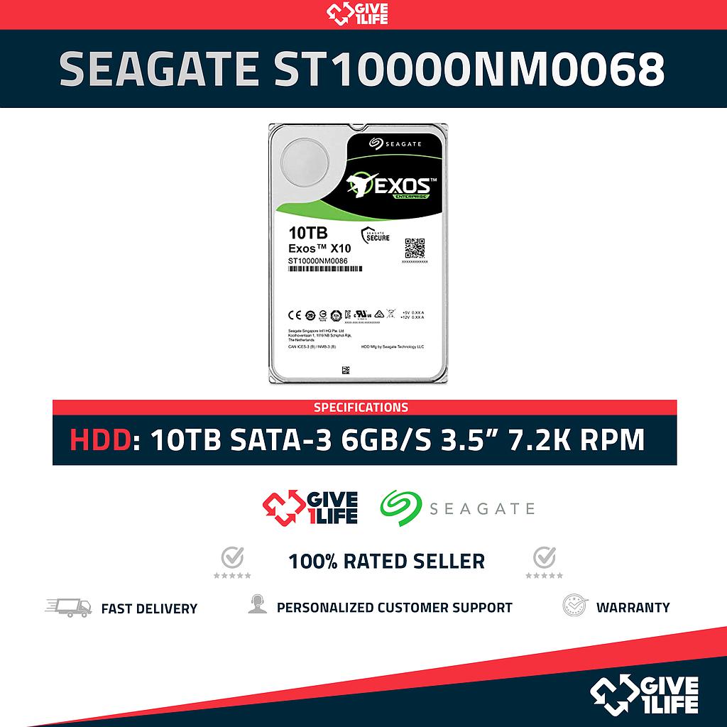 SEAGATE ST10000NM0086 10TB HDD 3.5" SATA-3 6GB/S 7.2K 256MB