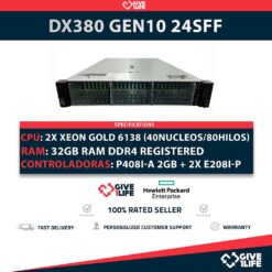 HP Proliant DX380 Gen10 24SFF 2x Gold 6138 (40 Núcleos 80 Hilos) 32GB RAM P408i-a SR 2 E208i-p SR 2 PSU 800W